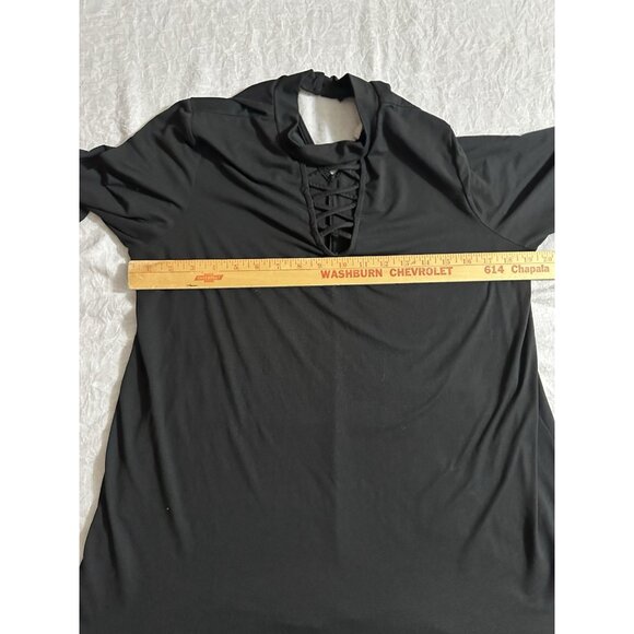 🌵4/$25 Entro Women's Size Large L Black Dress 3/4 Sleeve Keyhole Flowy Soft - Picture 4 of 7